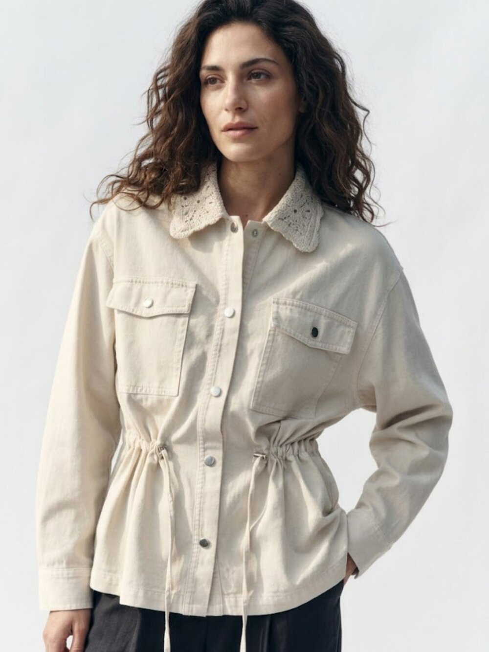 Zara Crochet Lapel Safari Jacket